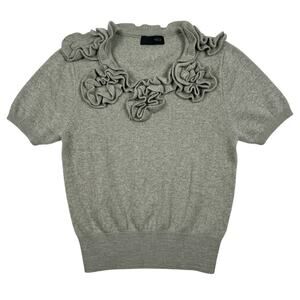 Zara Green Flower Embellished Sweater Size S